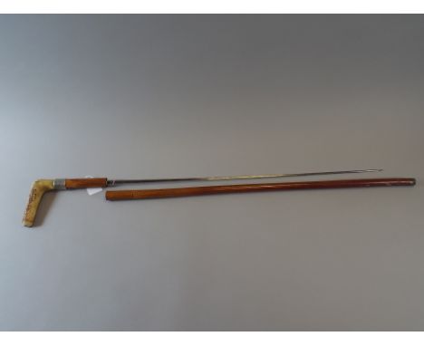 A Horn Handled Military Sword Stick. 