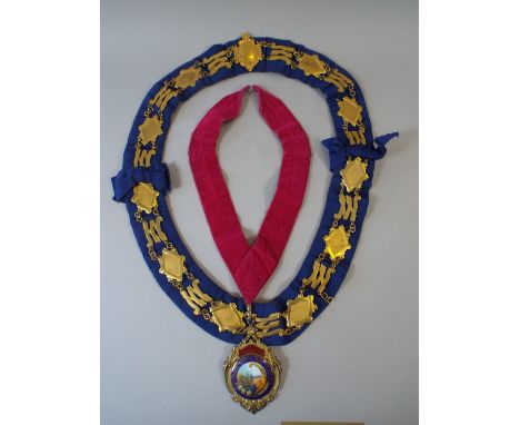 A Memorial Silver Gilt Chairman's Jewel with Enamel Decoration for The Buxton, Chapel En Le Frith LVA Together with Chairman'