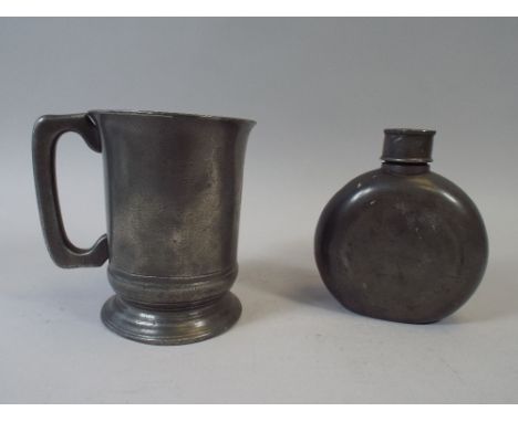 A Victorian Pewter Pint Measure Inscribed 'Hole In The Wall' to Body and 'Baldwins Gardens, Grays Inn' to Base and John Warne