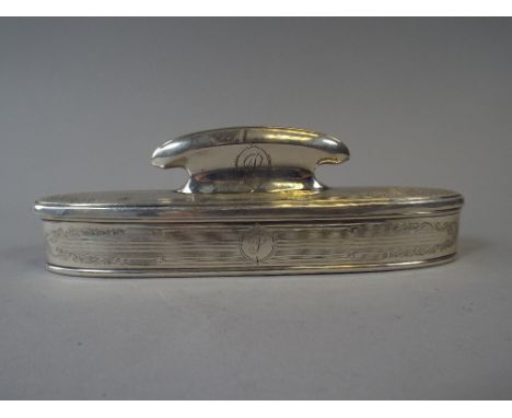 A Late 19th Century/Early 20th Century Sterling Silver Nail Buffer, Box by Birks, Monogrammed P and with Engine Turned Decora