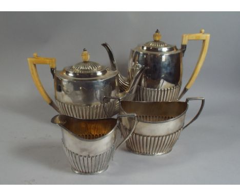 A Silver Four Piece Tea Service, Sheffield 1892/3. 1781g.