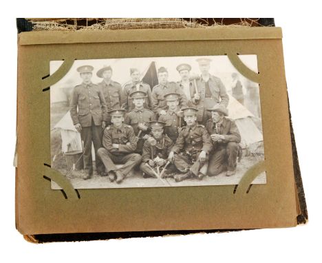 A collection of First World War military real photographic postcards including stamped postal censored envelopes and German f