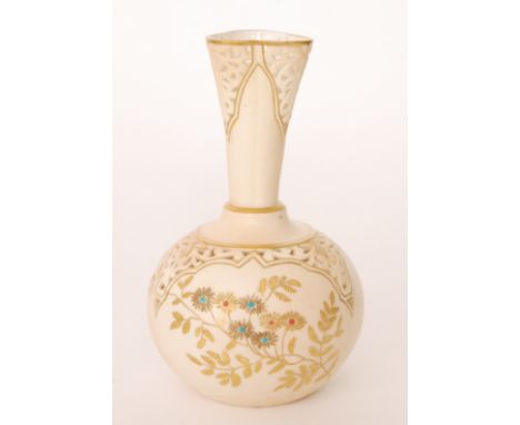 A Grainger, Worcester Royal China Works vase of globe and flared shaft form, the ovoid body decorated with gilt and enamel st