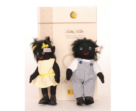 Two modern Steiff Golly Kids limited to 1500 pieces, boxed.