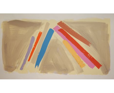 JOHN McLEAN (b.1939) - Abstract with diagonal stripes, lithograph, signed in pencil dated '88, unframed, 41cm x 80cm