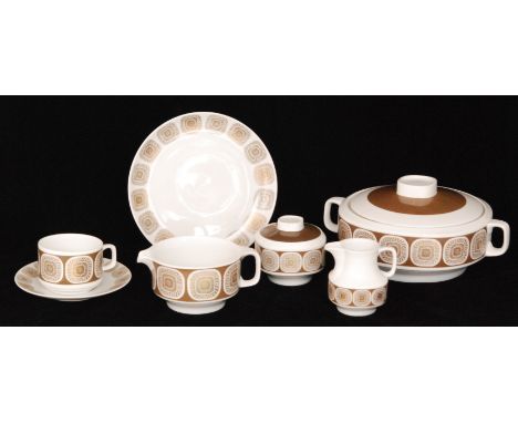 A post war German Eschenbach part dinner and tea set comprising two lidded tureens, sandwich plate, five dinner plates, five 