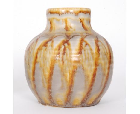 A Pilkington's Royal Lancastrian shape 3185 vase, designed by Edward T Radford and Gladys Rogers, of ovoid form with a collar