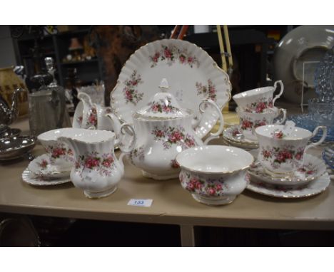 A part tea service by Royal Albert in the Lavender Rose design