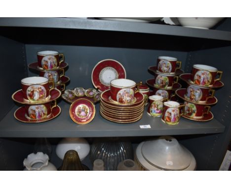 A part tea service in a Vienna design bearing a beehive mark to base