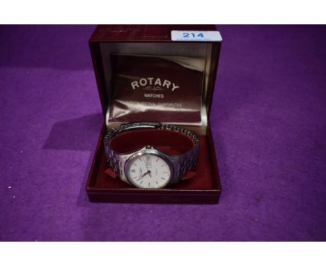 A gent's Rotary quartz wrist watch no:4034 371, having a baton numeral face on a steel bracelet strap