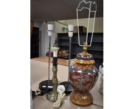 A selection of lamp bases including ceramic ginger jar style