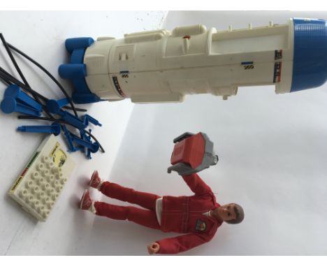 Six million dollar man figure lifting engine and a Bionic transport repair station