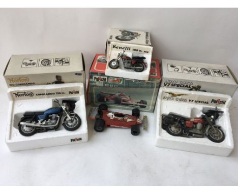 Polistil models including a boxed Ferrari f1 1:25 scale, boxed Norton commando 750cc 1:15 scale, boxed Moto guzzi v71:15 scal