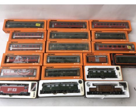 Bemo boxed 1/87 scale H0e-H0m including Electric locomotives x4, carriages and rolling stock