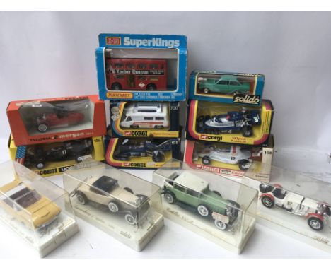 A collection of boxed diecast including Corgi , Matchbox super king, Solido
