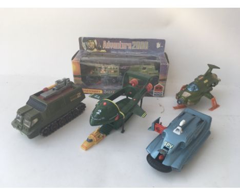 A collection of 3 Dinky Diecast , inc a Shado 2 , a UFO interceptor, a Captain Scarlet SPV (with black bumper), a boxed Match