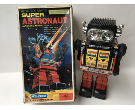 A Japanese boxed, tinplate, battery operated, Super Astronaut Robot , Rotate o matic automatic action