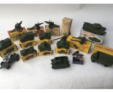 A collection of mainly boxed diecast military vehicles and Guns including Britain's boxed Field guns, Britain's boxed Anti ai
