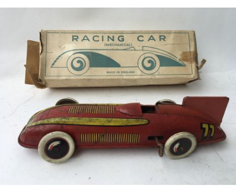 A Chad valley boxed clockwork tinplate racing car
