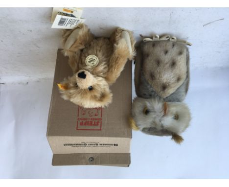 Steiff boxed 1903 classic teddy bear also a Steiff owl Wiggi