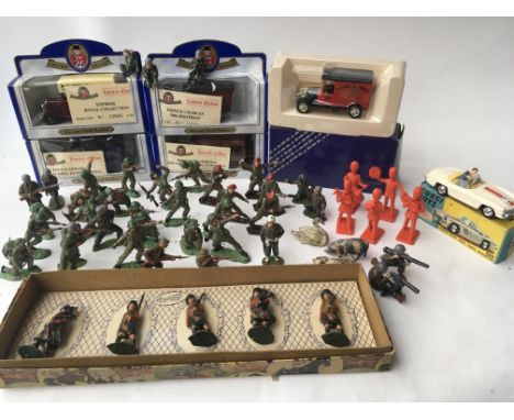 A collection of boxed Oxford limited edition diecast, A Corgi boxed Mercedes Benz 3035,A collection of plastic soldiers inclu