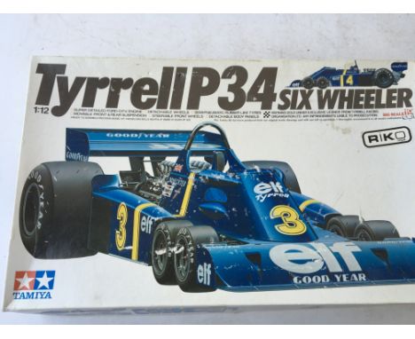 A Tamiya model kit of a Tyrell P34 six wheeler 1/12 scale