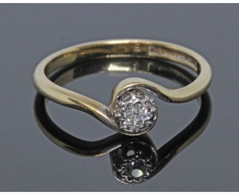 A single stone diamond ring, marked '18CT&amp;PT' gross weight 2.2g, size K.  Condition - good, minor wear only.