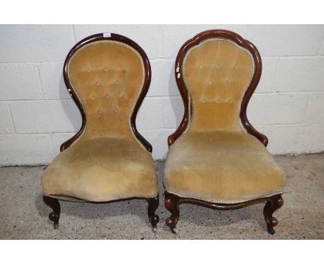 Two Victorian button back nursing chairs