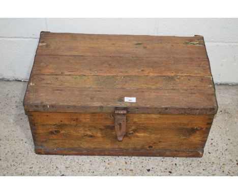 Vintage pine and metal bound tool box