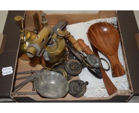 Mixed Lot:   Oil cans, wick snuffers, architects tools and other items