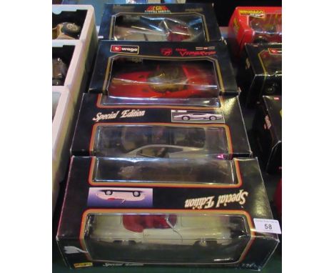 Two Maisto special edition toy cars, to include: Mercedes Benz 190 SL and a Jaguar XJ220, together with two Bburago die-cast 