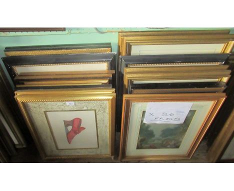 A quantity of twenty framed and glazed prints, various subjects, to include: landscape, architectural, interior studies and o