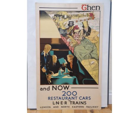 TRAVEL: 'THEN AND NOW' LNER TRAINS DOUBLE ROYAL Advertising poster - An original London and North Eastern Railways restaurant