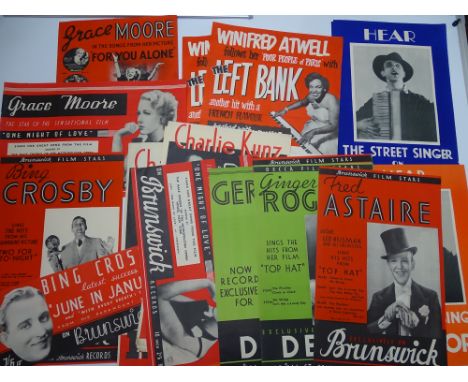 A group of 1950s promotional music posters from Decca Records, Brunswick Records etc featuring artists such as: BING CROSBY; 
