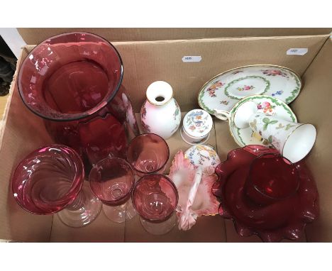 A box containing assorted figurines to include Royal Doulton "Gail" (HN2937), Royal Doulton "Fragrance" (HN3311), Royal Doult