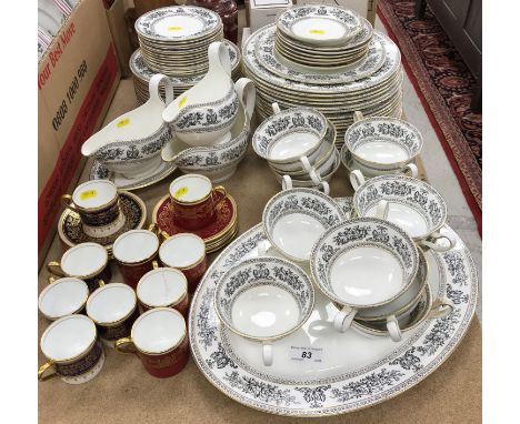 A Wedgwood "Black Colombia" dinner service comprising seventeen large plates, fifteen dessert plates, fourteen side plates, o