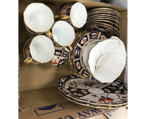 A Royal Crown Derby Japan pattern nine place coffee set comprising cups, saucers and plates together with two sandwich plates