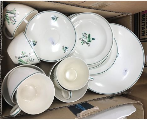 A box of Branksome china tea and coffee wares to include two water/teapots and coffee pot, tea and coffee cups, saucers, suga