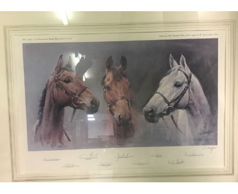 AFTER S L CRAWFORD "Arkle, Red Rum, Desert Orchid" limited edition coloured print No'd 213/300, signed in pencil lower right 