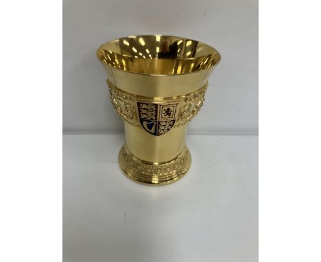 A modern silver gilt and enamel decorated beaker to commemorate the “90th Birthday of Queen Elizabeth II 2016” by Richard Jar