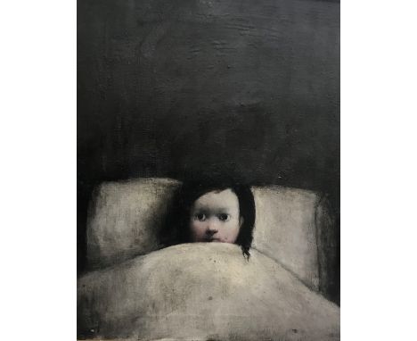 LEWIN BASSINGTHWAIGHTE (1928-1983) "Child in bed", oil on canvas, unsigned, inscribed on typed  "ARTHUR JEFFRESS (PICTURES) 2