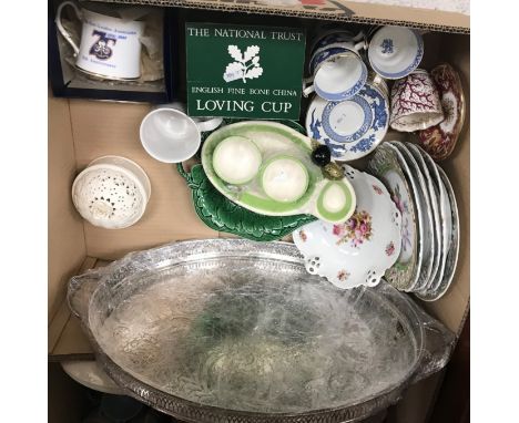 Two boxes of assorted china wares to include a selection of Poole Twintone tea wares, a J. & G. Meakin coffee service, a set 