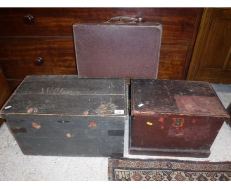 A Victorian painted pine trunk of small proportions, the top inscribed "W. Masters" 55 cm wide x 31.5 cm deep x 34.5 cm high 