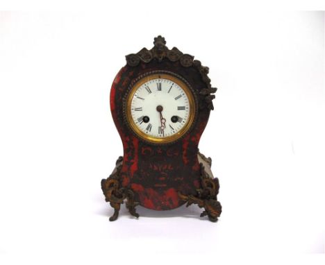 A FRENCH BOULLE WORK MANTLE CLOCK,  with gilt metal mounts, the 8-day movement striking on a bell and stamped 'AC & B PARIS 1