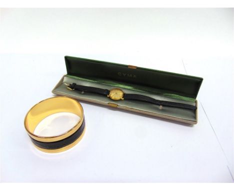 CYMA, CYMAFLEX, LADYS GOLD WRISTWATCH circa 1963, continental control marks, the circular gilt dial with gilt batons, hands a