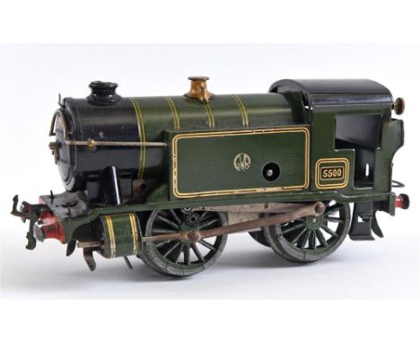 [O GAUGE]. A HORNBY NO.1 SPECIAL, G.W.R. 0-4-0 TANK LOCOMOTIVE, 5500 with 'GWR' button to tank sides, lined green livery, clo