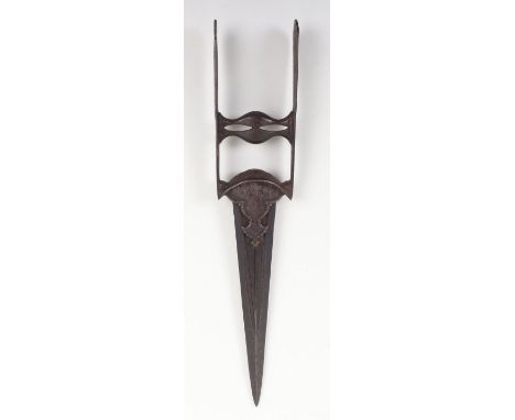 Indian Dagger Katar from the Tanjore Armoury, 17th&nbsp;Century, thick heavy blade deeply cut with converging fullers, long t