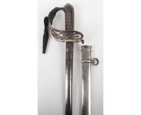 British 1845 Pattern Rifle Officers Sword, regulation blade nicely etched with crowned strung bugle, laurel wreath, crossed l