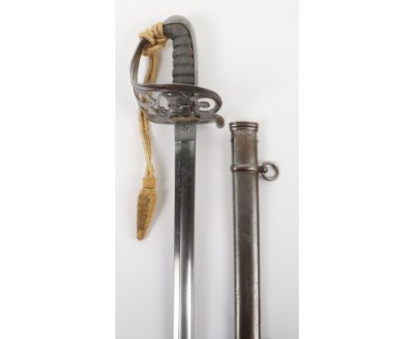 British 1845 Pattern Rifle Officers Sword, regulation blade by J ASCHER 428 STRAND LONDON, etched with crowned VR, strung bug