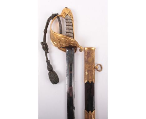 Good Scarce Early Victorian 1827 Pattern Admiral’s (Flag Rank) Sword, slightly curved single edge pipe back blade with false 